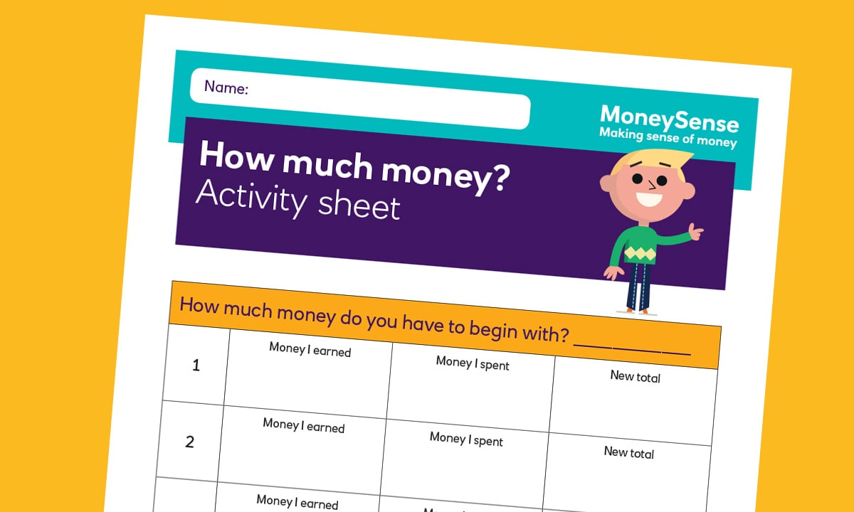 Activity sheet for How can I keep track of my money?
