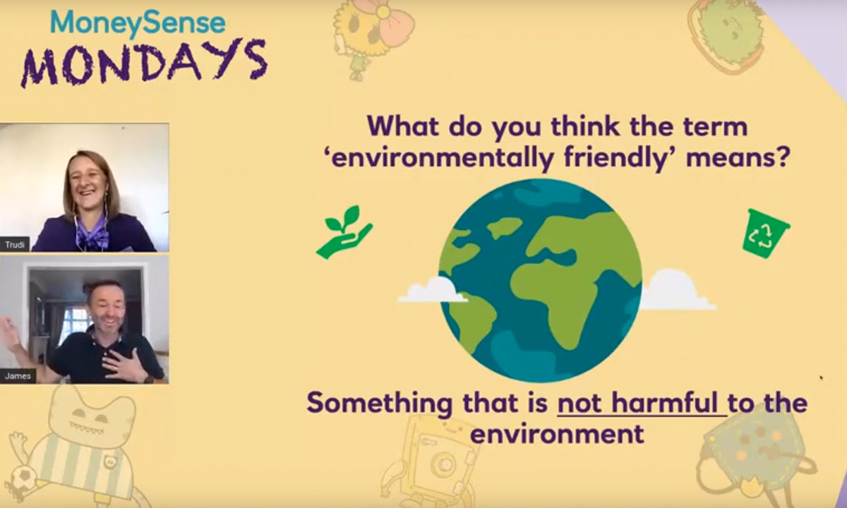 MoneySense Mondays for NatWest - illustration of the world asking children how they can be environmentally friendly